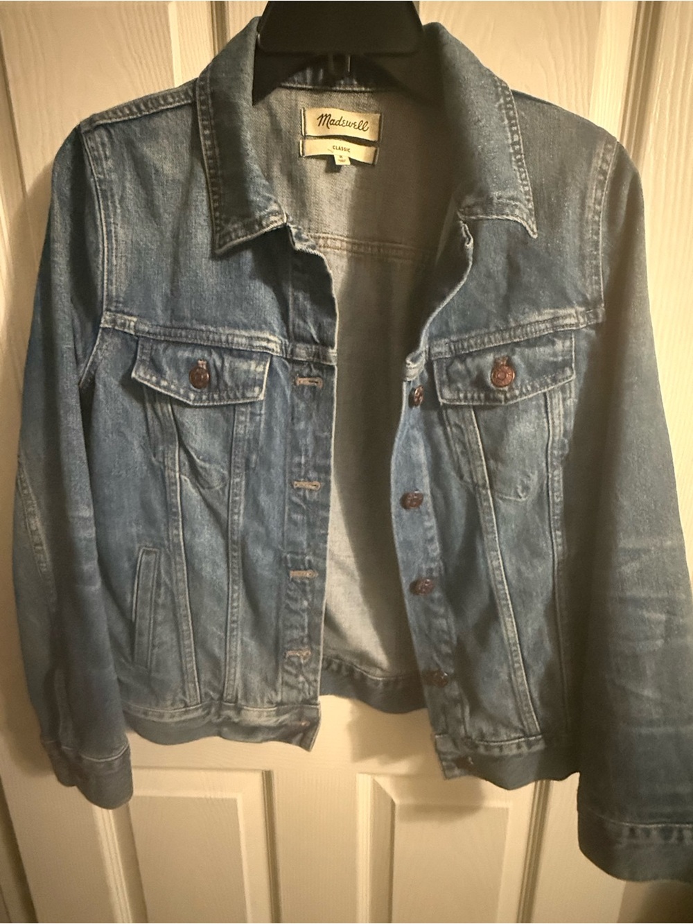 Madewell Classic Denim Jacket Medium Wash Button Front Women’s M